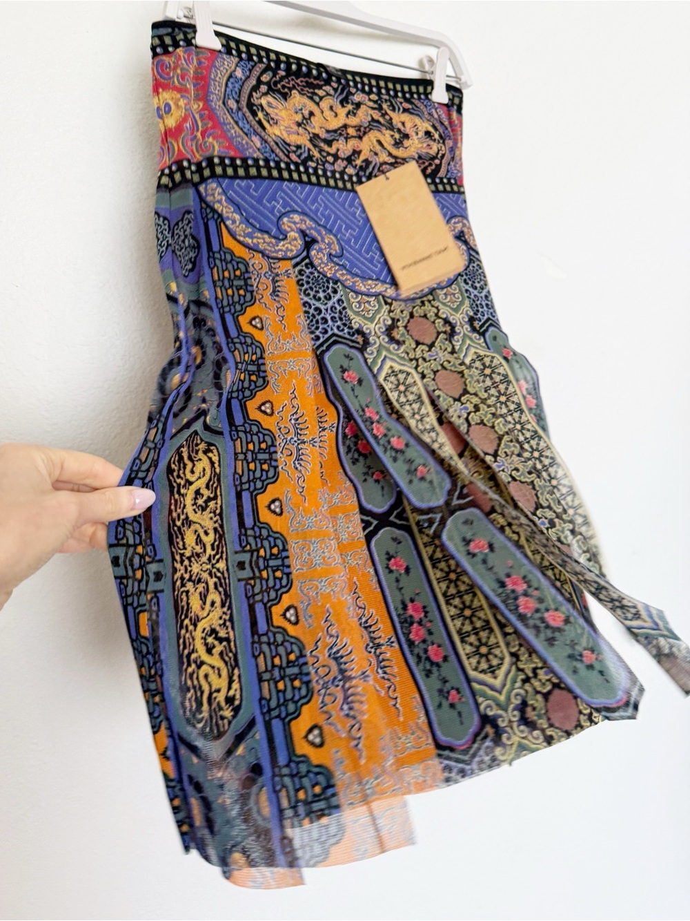 Vivienne Tam 90s Archive Dragon Print Power Mesh Skirt NWT Size 3 - Picture 6 of 11